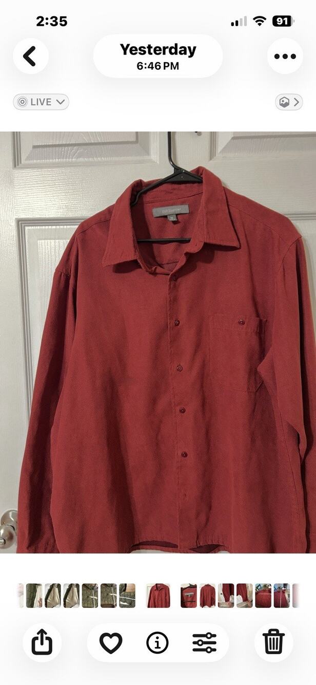 Sz XL Croft and Barrow Men's Burgundy Red Button Down Dress Shirt EUC